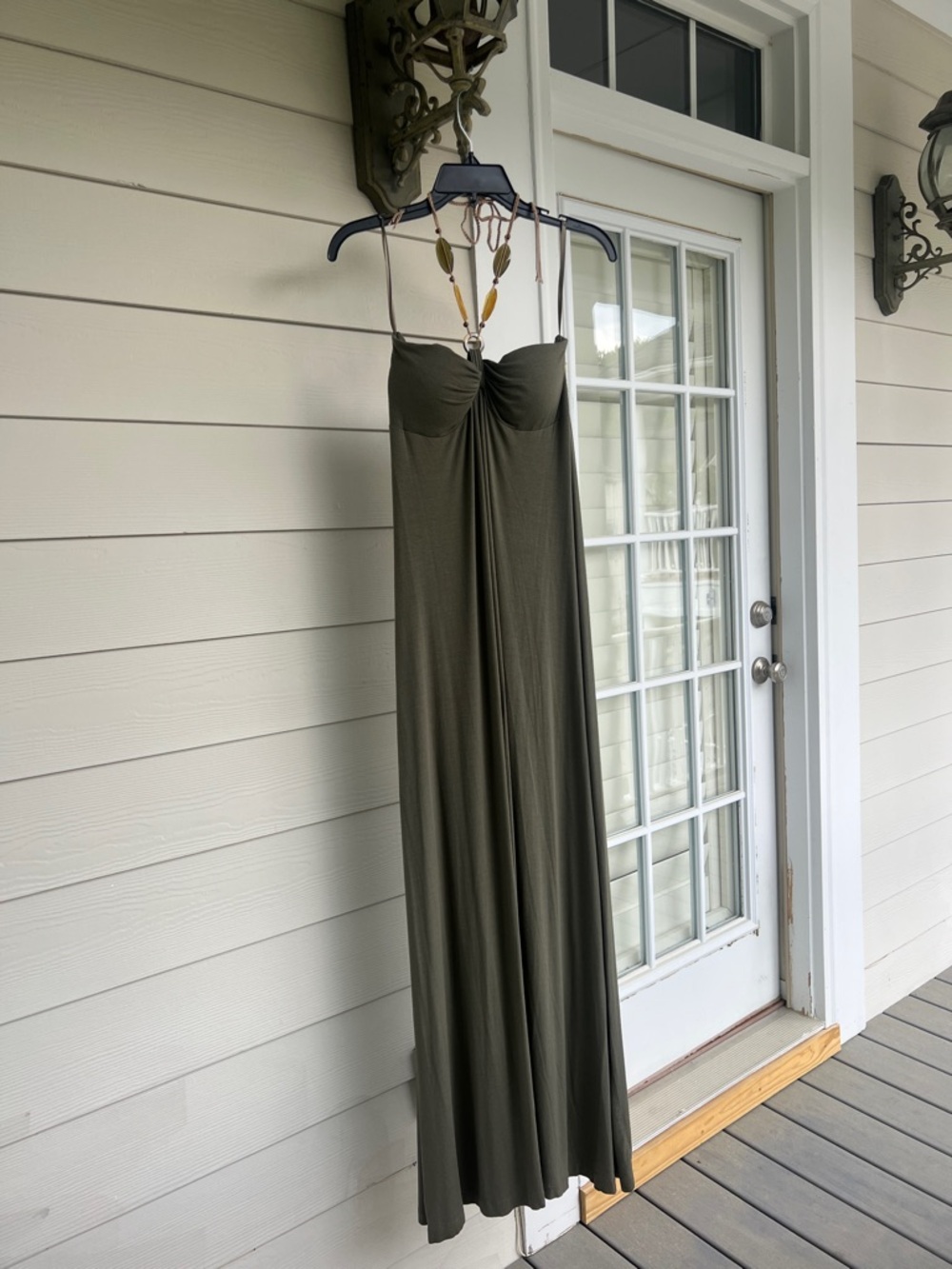Tommy Bahama Olive Green Strapless Maxi Dress
